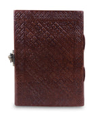 Buddha Palm Gem Embossed Leather Journal – Lock Closure, 8"x6"