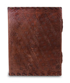 Large 3 Gem Stones Embossed Leather Journal – Coptic Bound, Lock