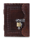 Handmade Dark Brown Leather Journal – 8" Lock Closure Notebook