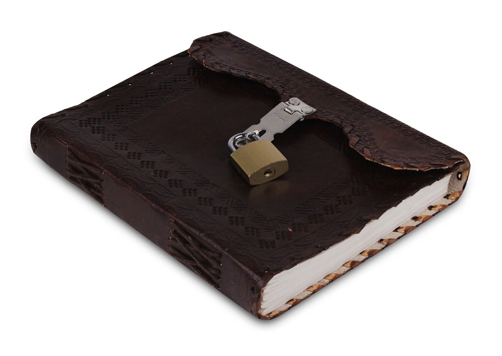 Vintage Leather Journal with Lock & Key – 8" Set of 2