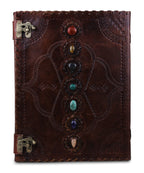 Large 7 Stones Dark Leather Journal – 13"x10" Sketchbook Diary