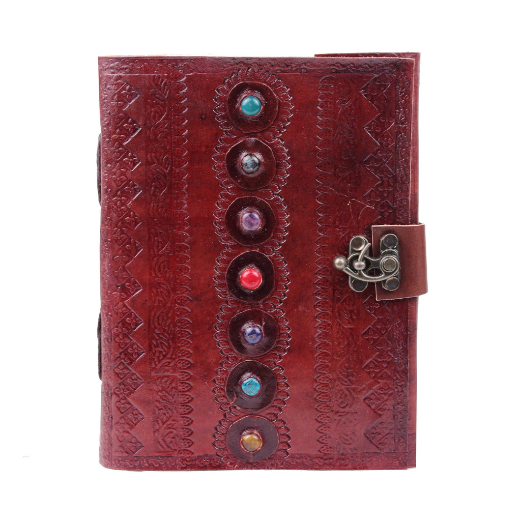 7 Stones Embossed Leather Blank Sketchbook – Writing Notebook Gift
