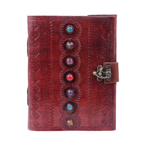 7 Stones Embossed Leather Blank Sketchbook – Writing Notebook Gift