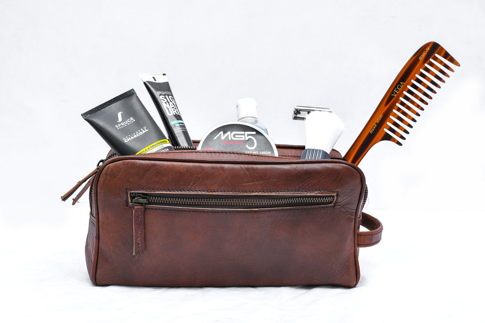 Genuine Leather Toiletry Bag – Travel Dopp Kit