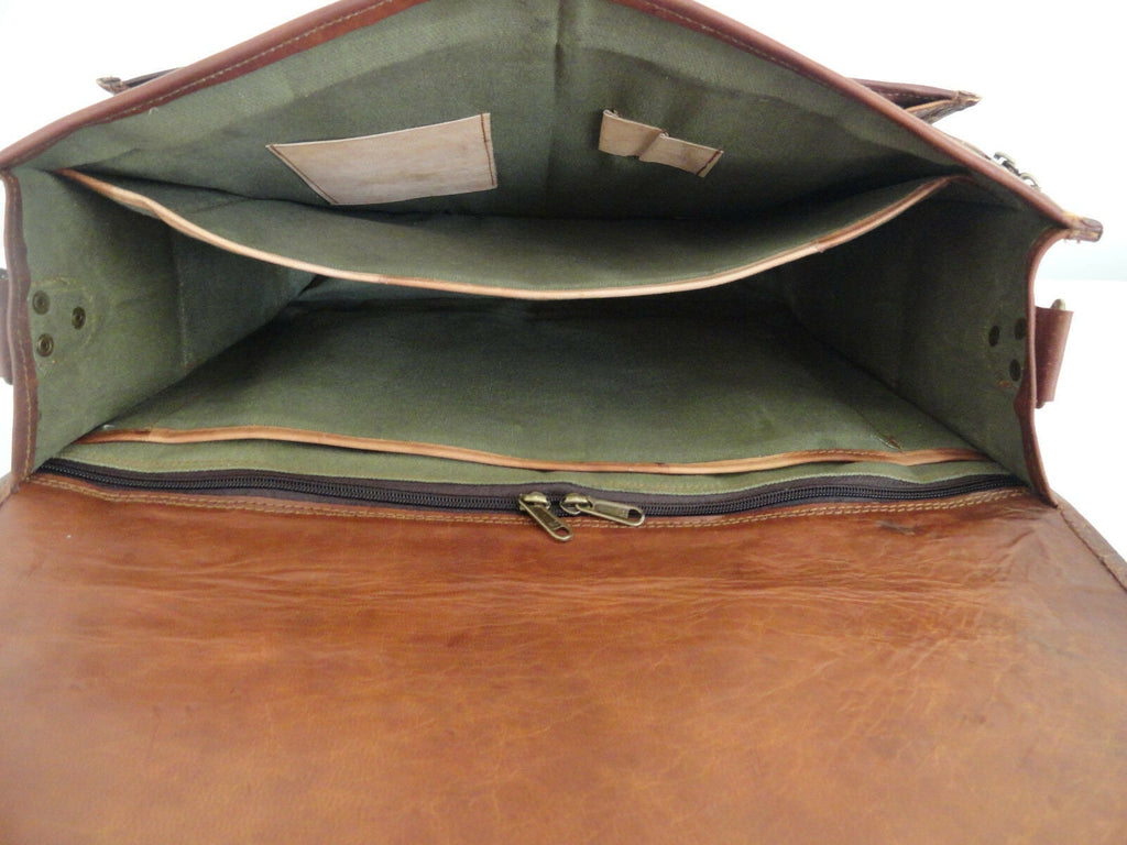 Vintage Brown Leather Laptop Satchel Briefcase – Valentine's Gift