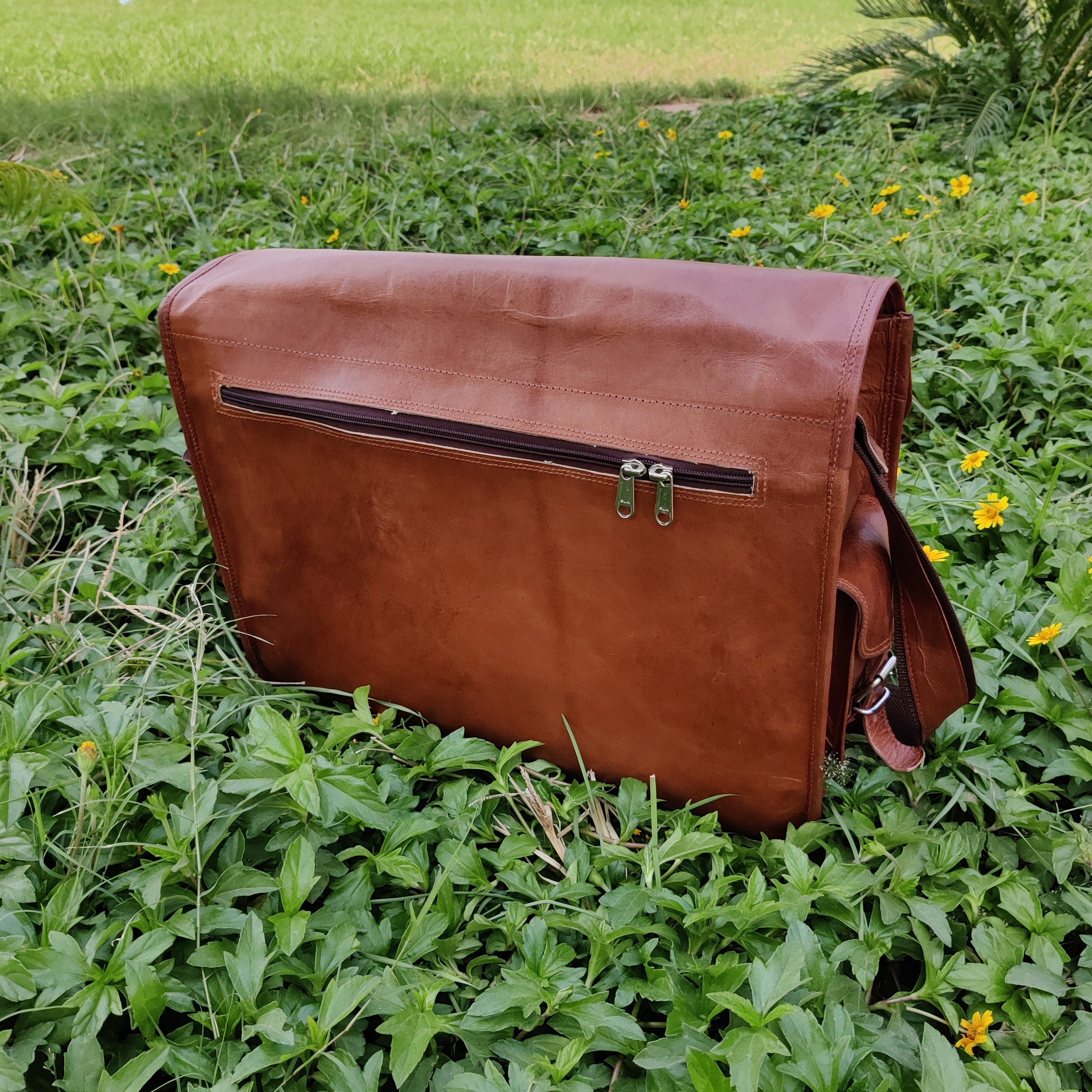 Leather Satchel Crossbody Bag – 15" School, College & Messenger Bag