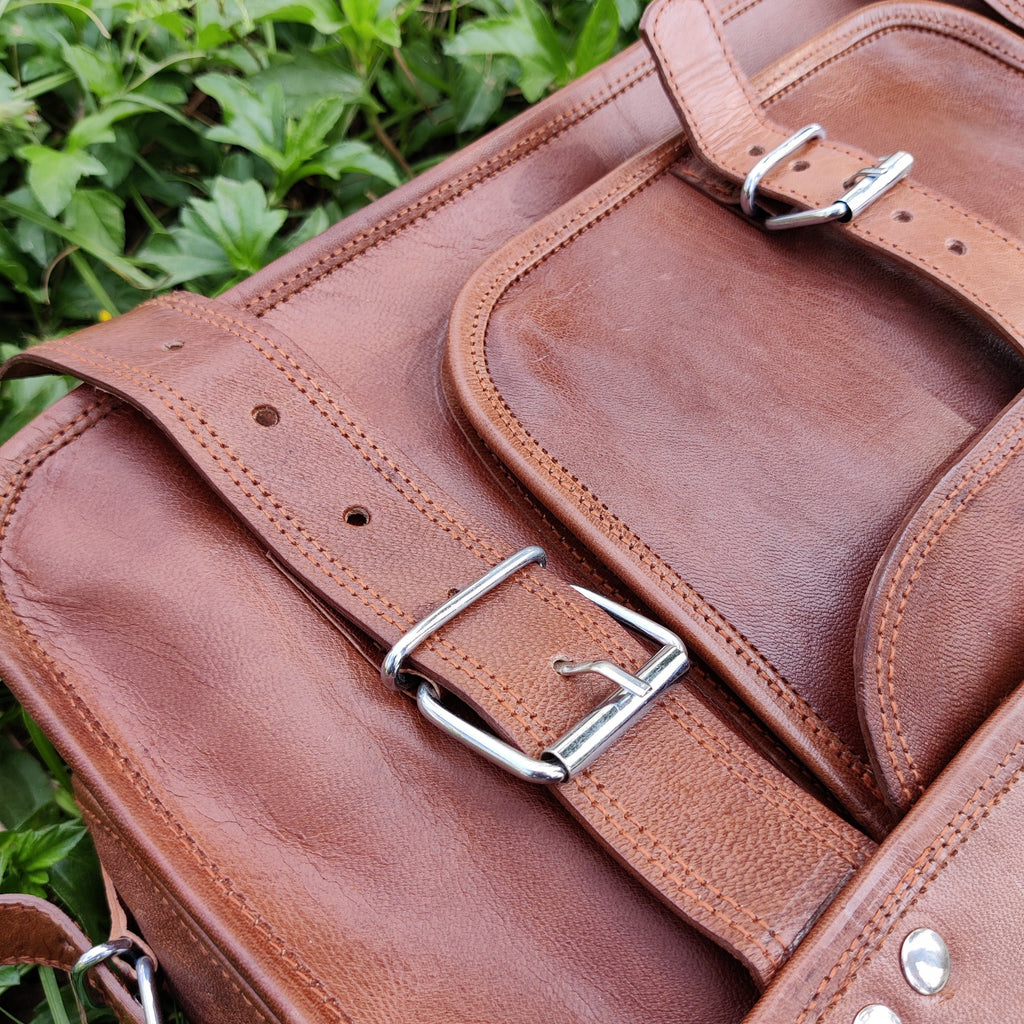 Leather Satchel Crossbody Bag – 15" School, College & Messenger Bag