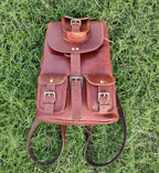 Brown Leather Backpack Rucksack – College & Travel Bag