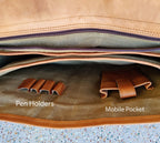 Large 18" Leather Laptop Messenger Briefcase