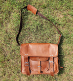 Leather Satchel Crossbody Bag – 15" School, College & Messenger Bag