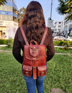 Brown Leather Backpack Rucksack – College & Travel Bag
