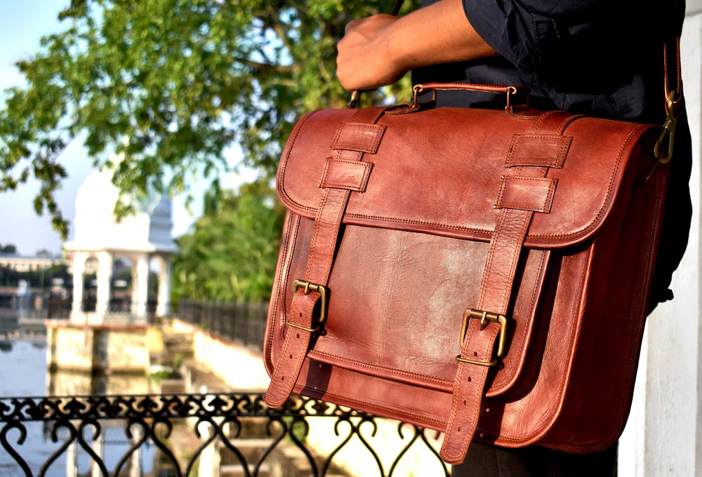Convertible Leather Office Messenger Bag – Briefcase & Backpack 15"–16"