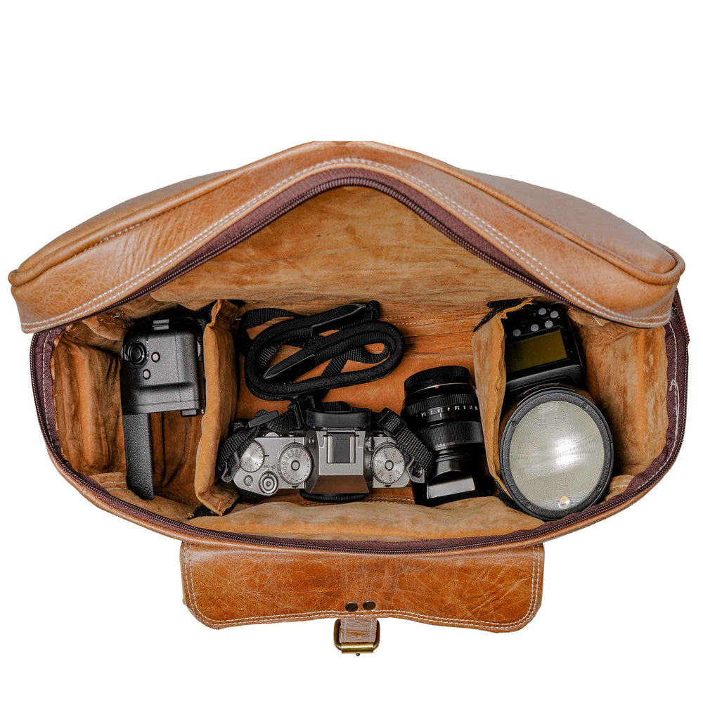 Personalized Padded Leather Camera Bag – DSLR Gift for Him