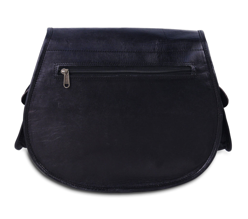 Women's Black Leather Crossbody Shoulder Handbag & Sling Bag