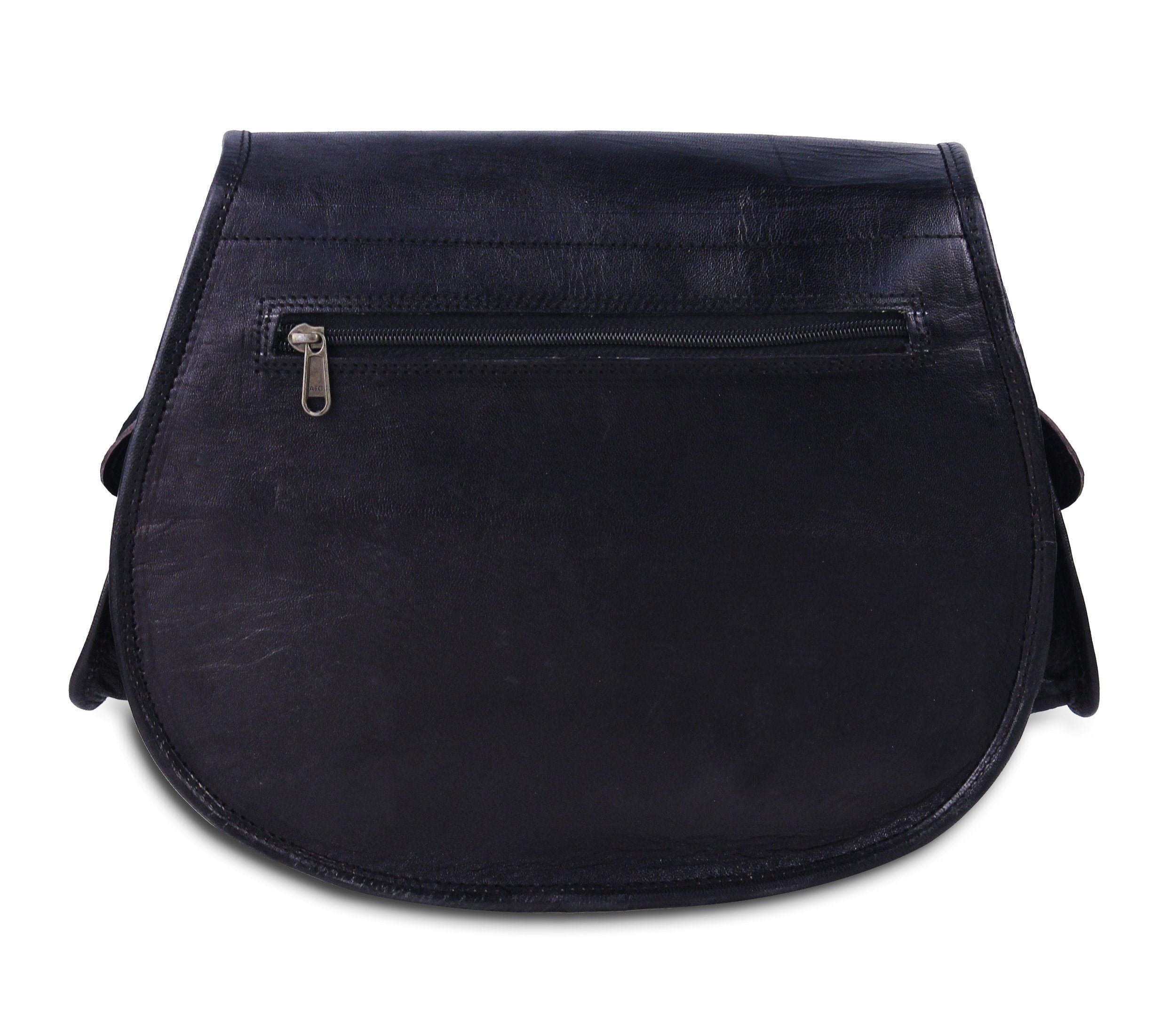 Women's Black Leather Crossbody Shoulder Handbag & Sling Bag