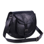 Women's Black Leather Crossbody Shoulder Handbag & Sling Bag