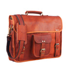 Full Grain Leather Messenger Briefcase – Brown Laptop Crossbody Bag