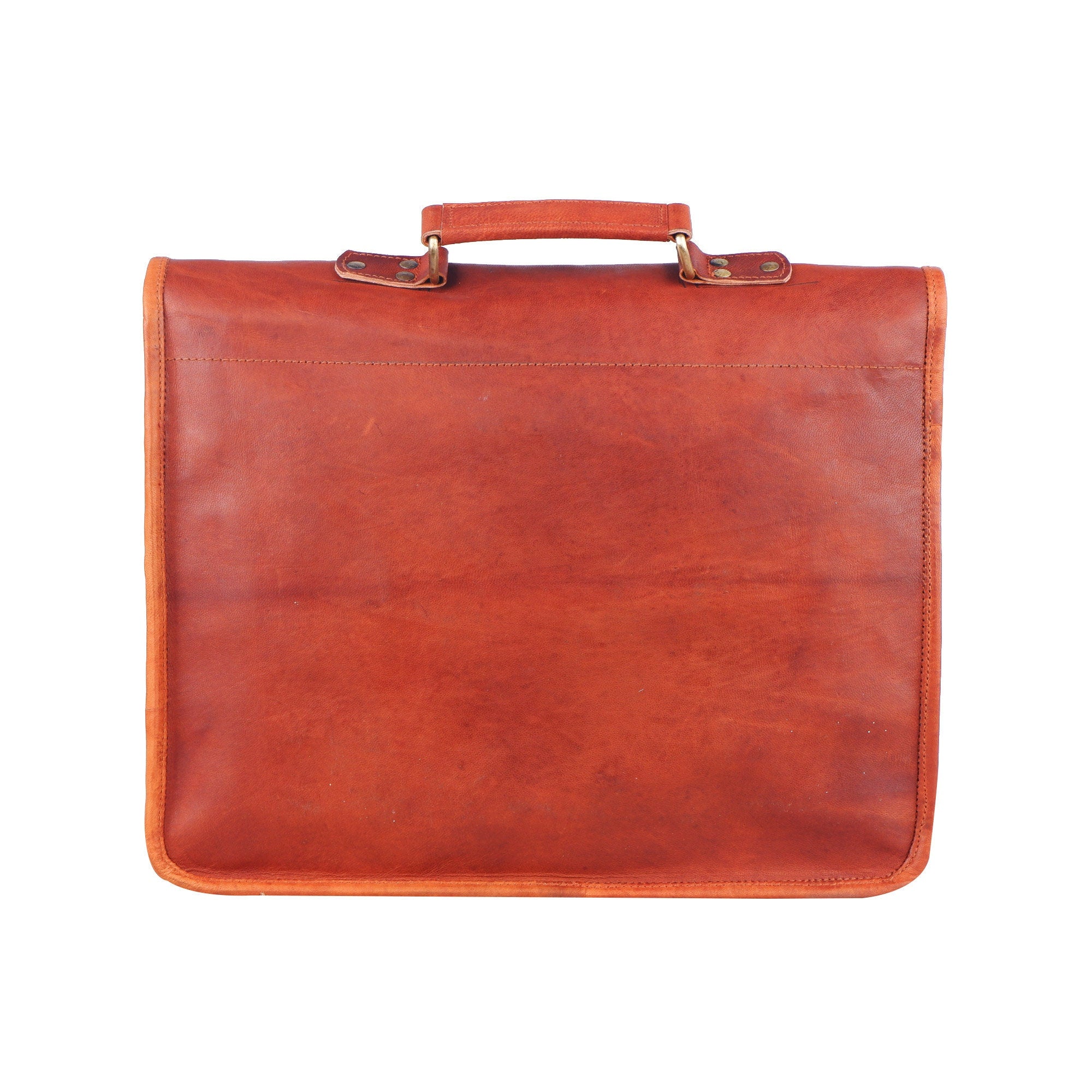 Full Grain Leather Messenger Briefcase – Brown Laptop Crossbody Bag