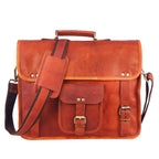 Full Grain Leather Messenger Briefcase – Brown Laptop Crossbody Bag