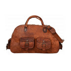 Full Grain Brown Leather Weekender Duffel Bag – Travel Gift
