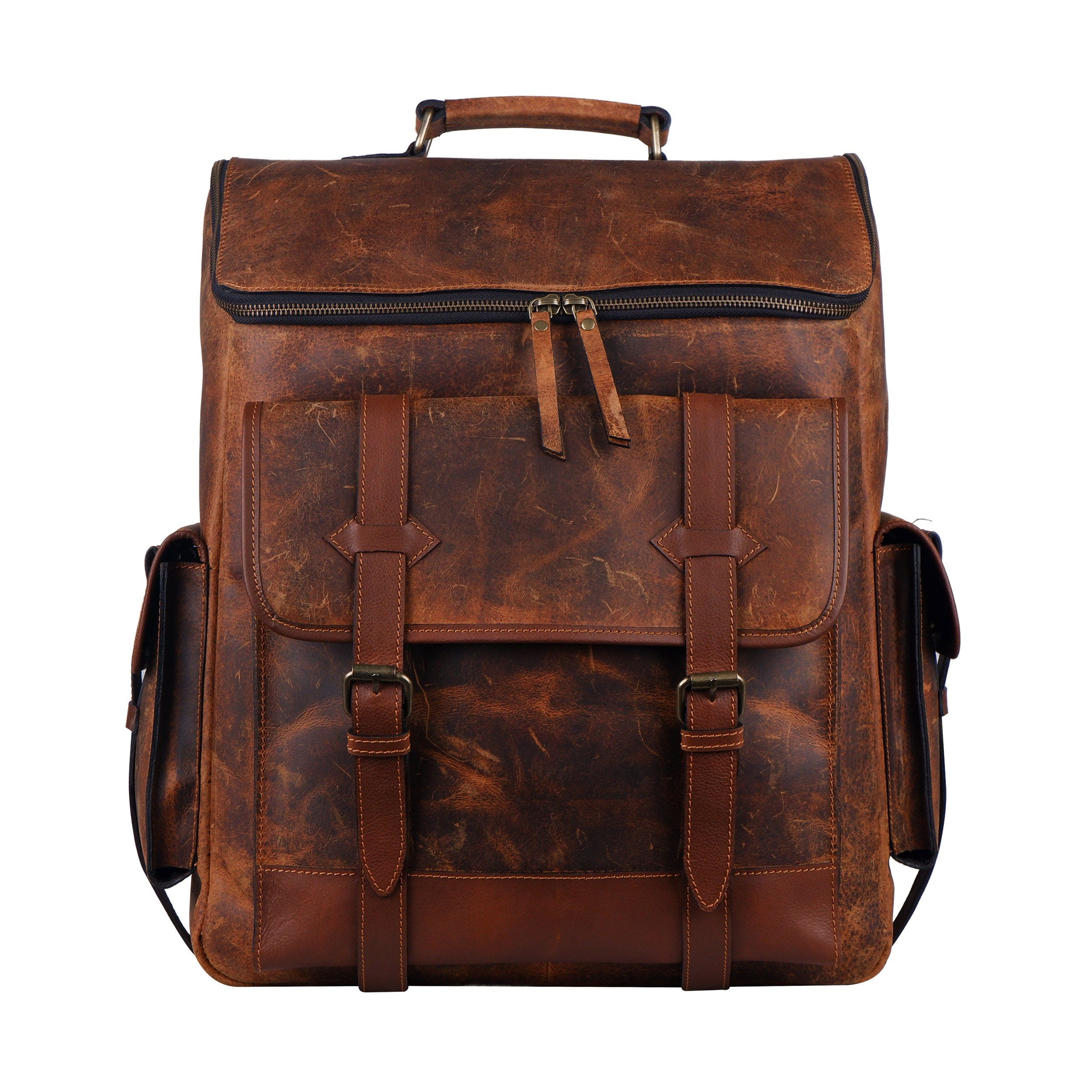 Genuine Buffalo Leather Backpack – Travel, Laptop & College Rucksack