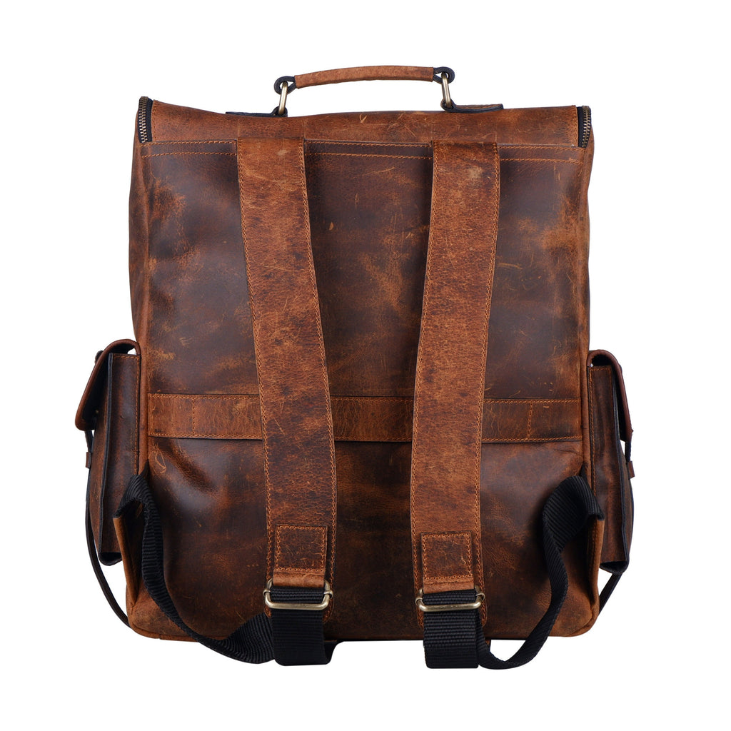 Genuine Buffalo Leather Backpack – Travel, Laptop & College Rucksack