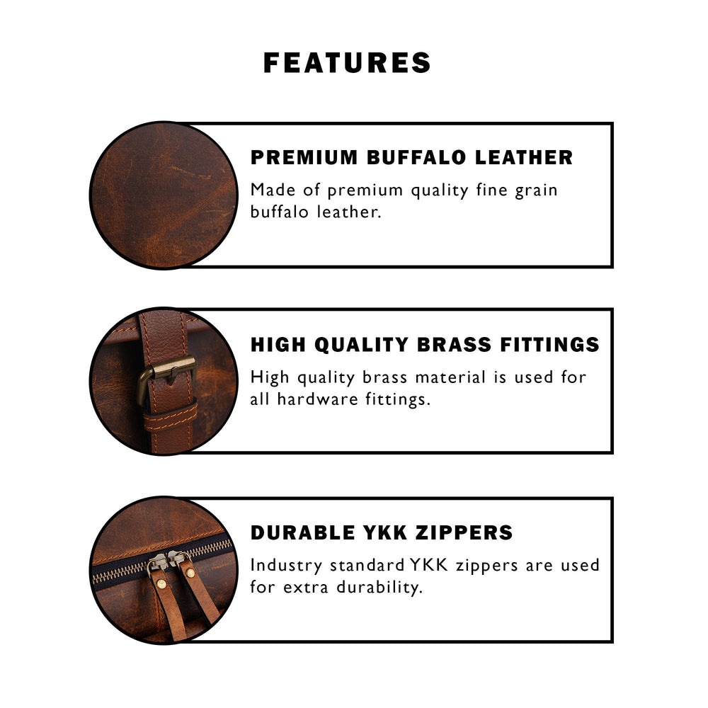 Genuine Buffalo Leather Backpack – Travel, Laptop & College Rucksack