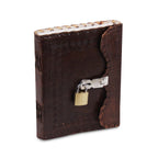 Handmade Dark Brown Leather Journal – 8" Lock Closure Notebook