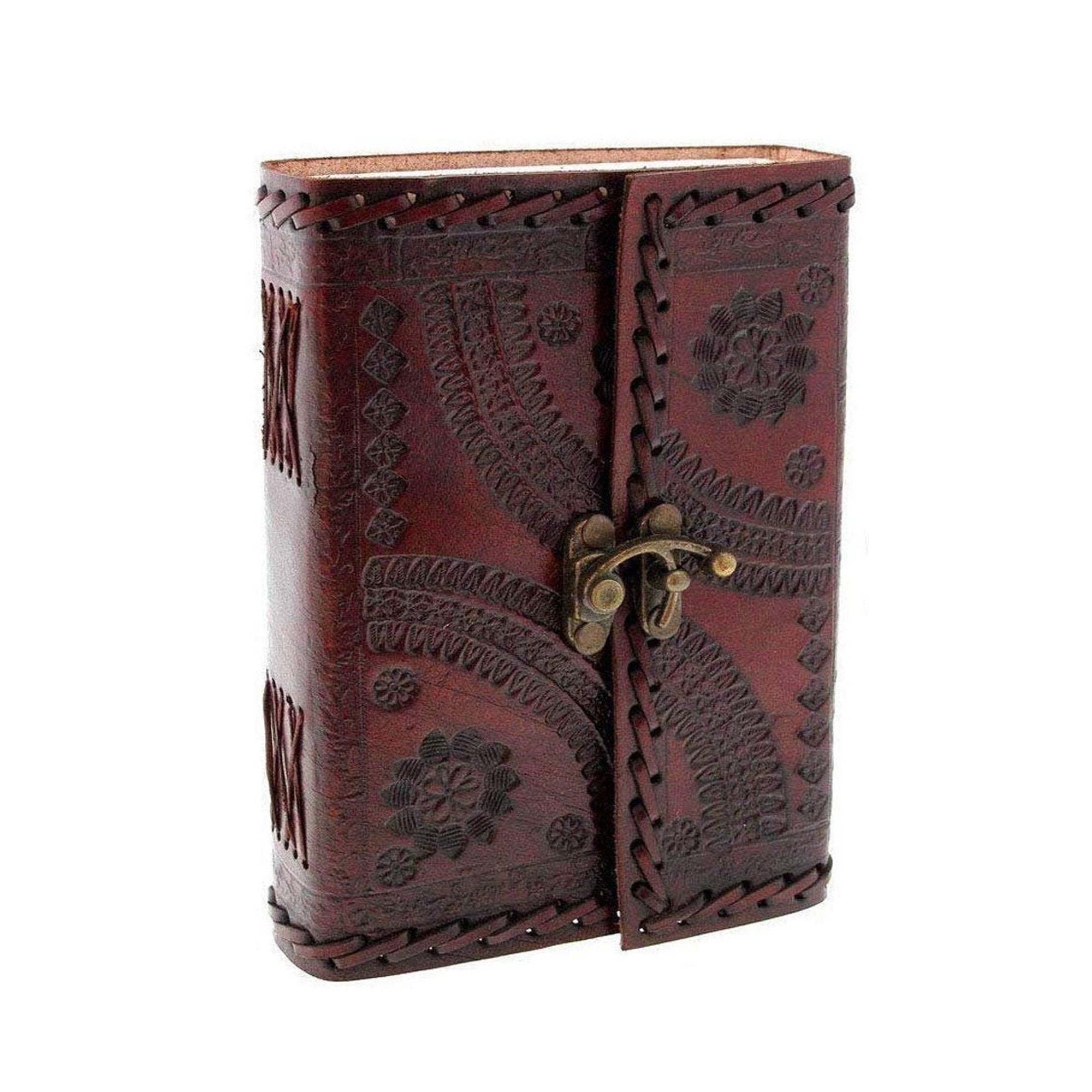 Vintage Embossed Leather Journal Set of 2 – Handmade Notebook 6"x4"