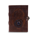 Buddha Palm Gem Embossed Leather Journal – Lock Closure, 8"x6"