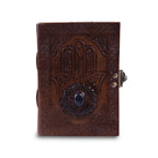 Buddha Palm Gem Embossed Leather Journal – Lock Closure, 8"x6"