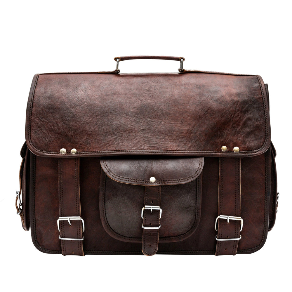 Customized Genuine Leather Laptop Messenger Bag – Brown Briefcase