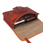 Full Grain Leather Messenger Briefcase – Brown Laptop Crossbody Bag