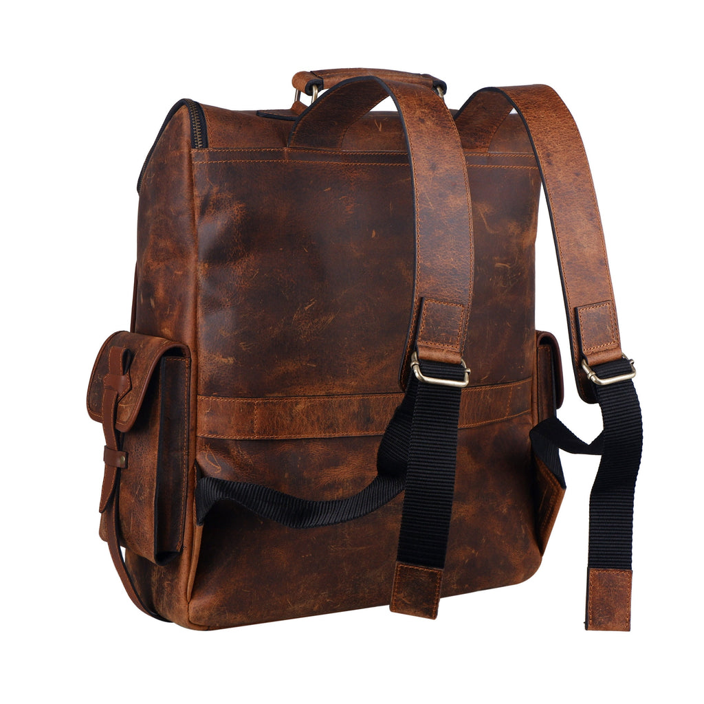Genuine Buffalo Leather Backpack – Travel, Laptop & College Rucksack
