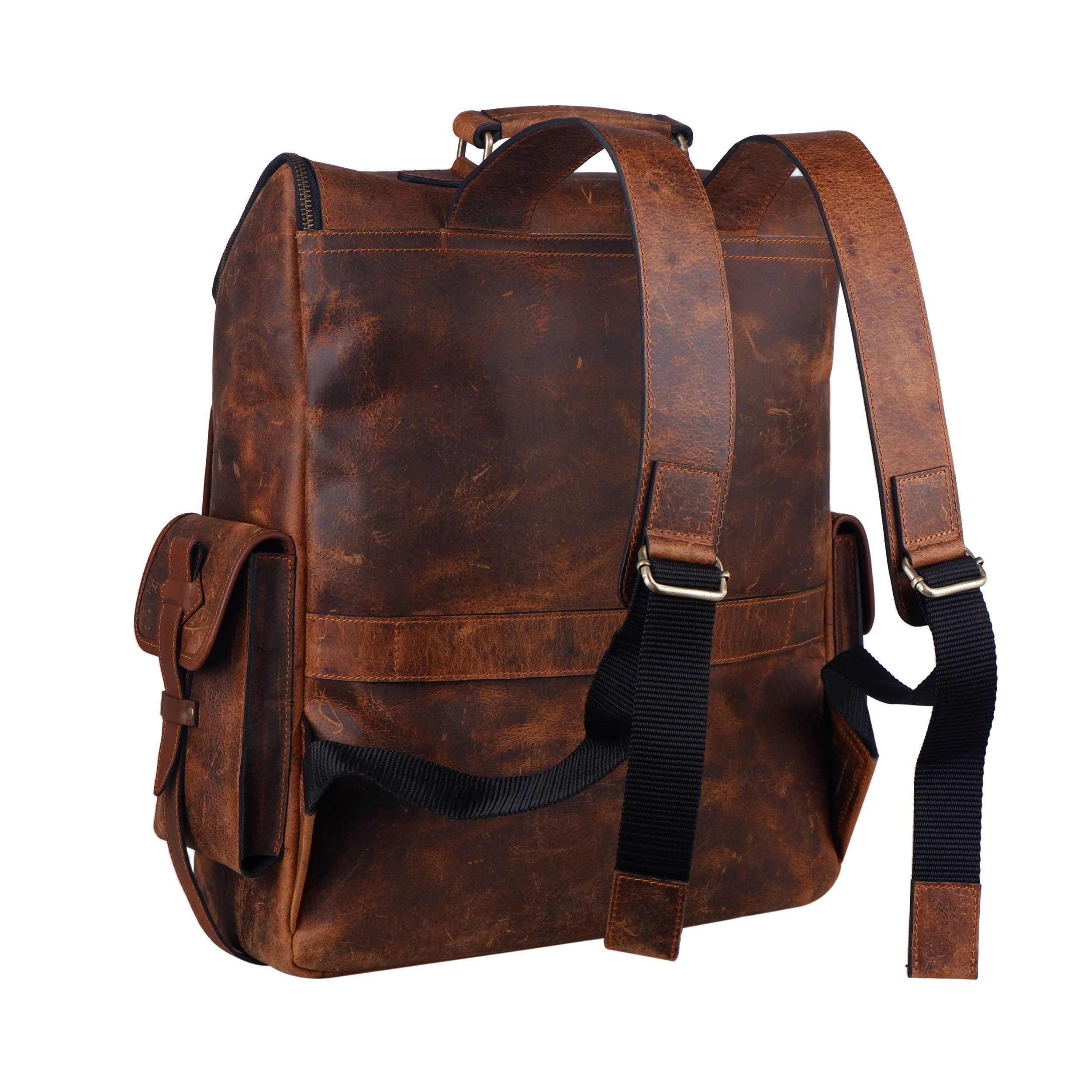 Genuine Buffalo Leather Backpack – Travel, Laptop & College Rucksack