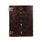 Vintage 7 Stone Dark Leather Journal – Handmade Writing Notebook