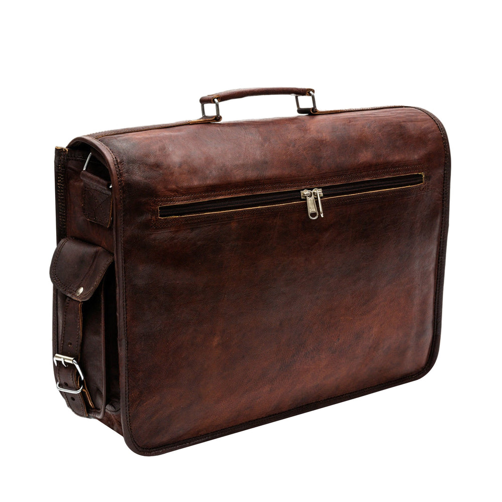 Customized Genuine Leather Laptop Messenger Bag – Brown Briefcase