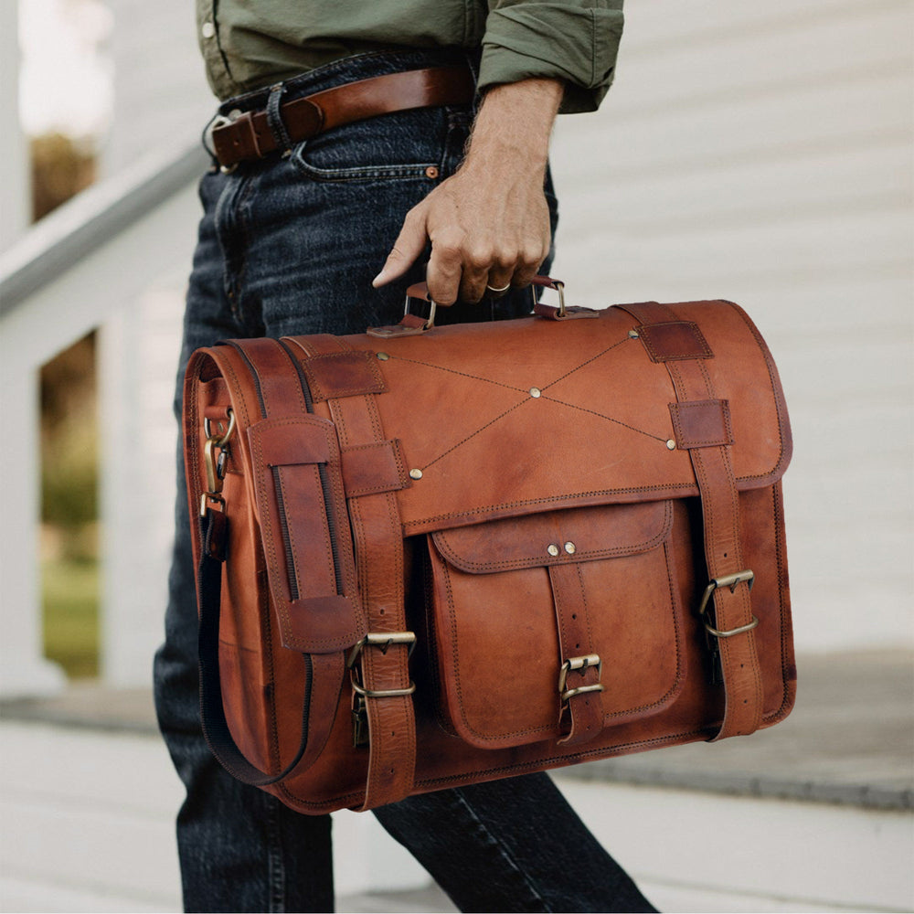 Customized Real Leather Laptop Briefcase – Shoulder Messenger Bag
