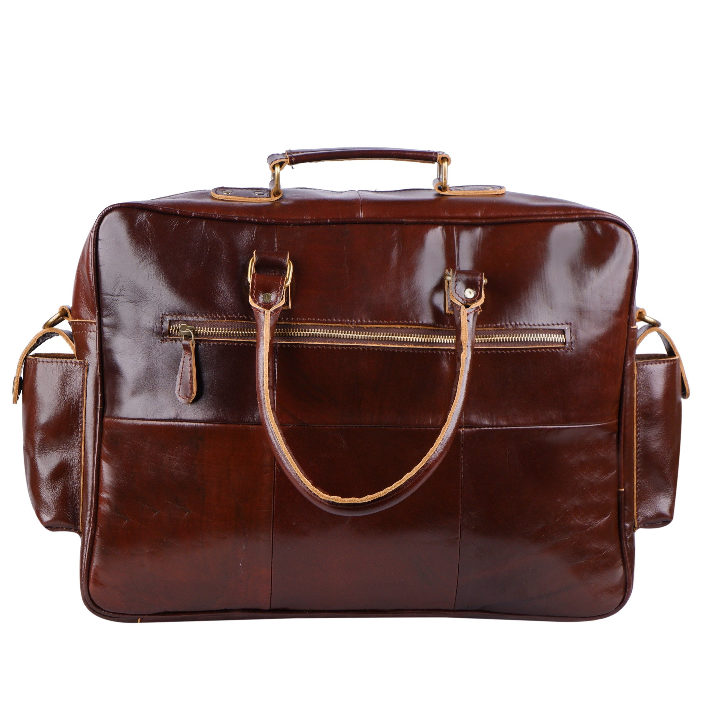 Cherry Red Buffalo Leather Laptop Briefcase – Unisex Crossbody Bag