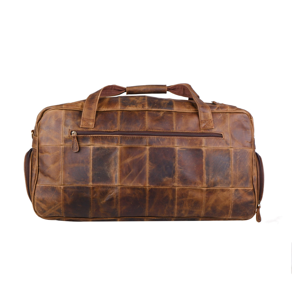 Men's Personalised Buffalo Leather Weekender Duffel Bag – Tan Brown