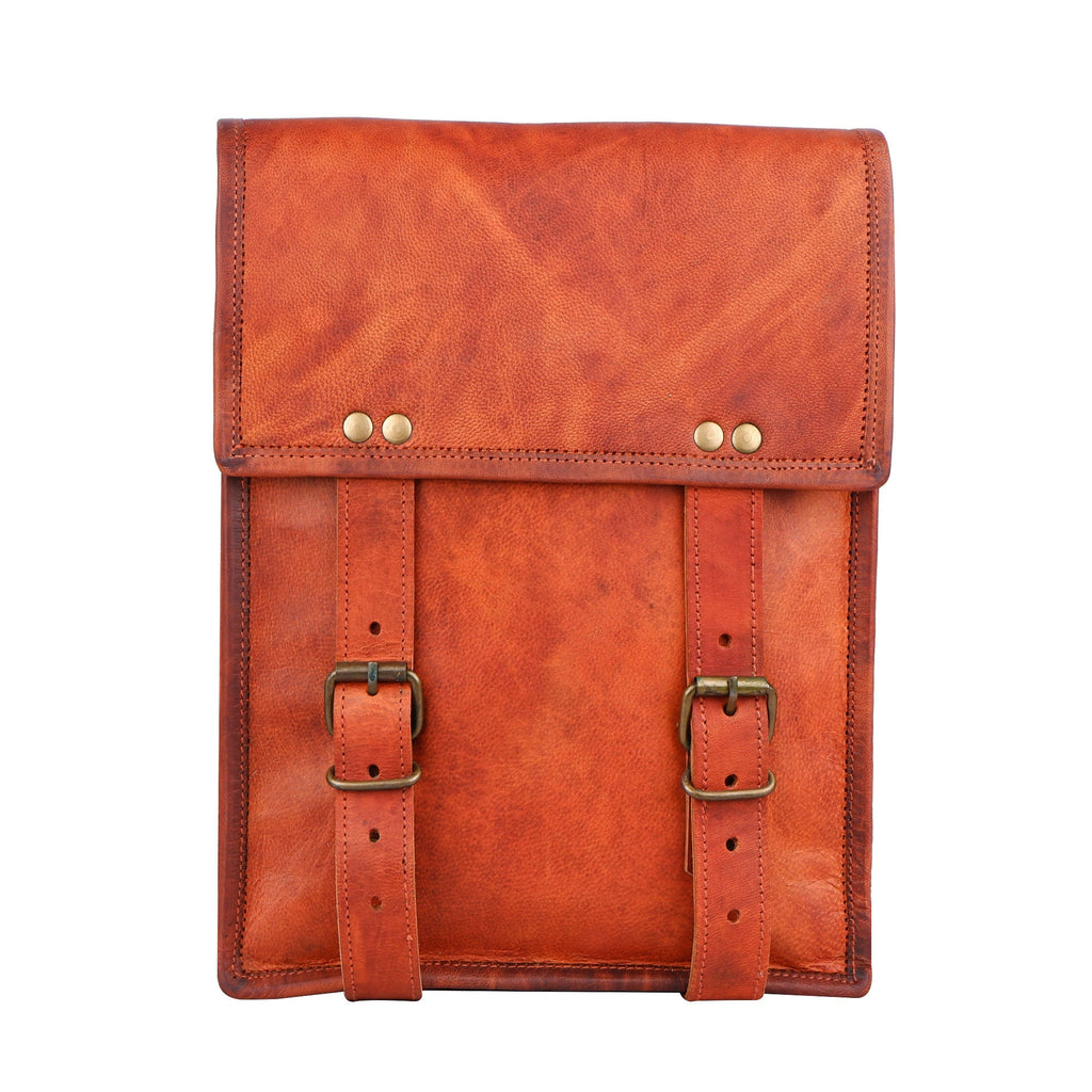 Customized Leather iPad Mini Messenger Bag – Brown Crossbody