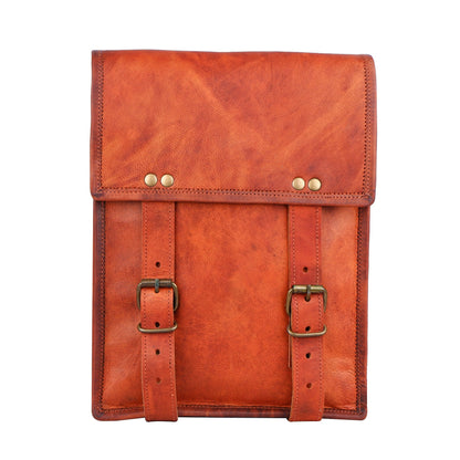 Customized Genuine Leather iPad Messenger Bag, Leather Shoulder Cross Body Bag, Brown Genuine Leather Mini Messenger Bag For Men & Women