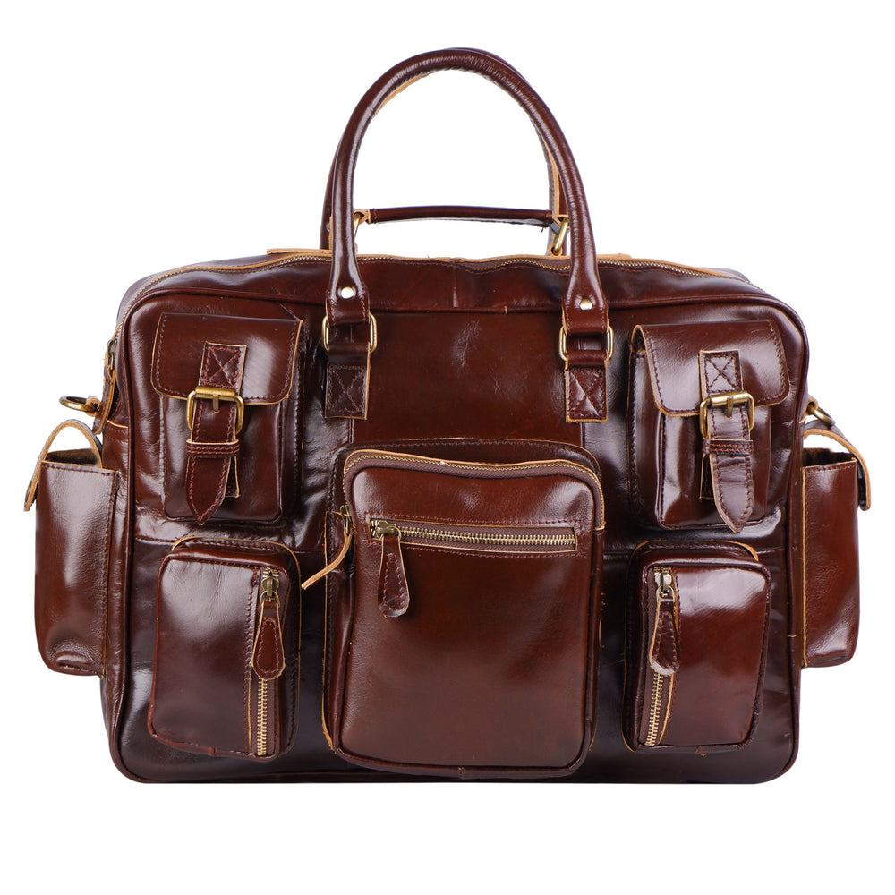 Cherry Red Buffalo Leather Laptop Briefcase – Unisex Crossbody Bag