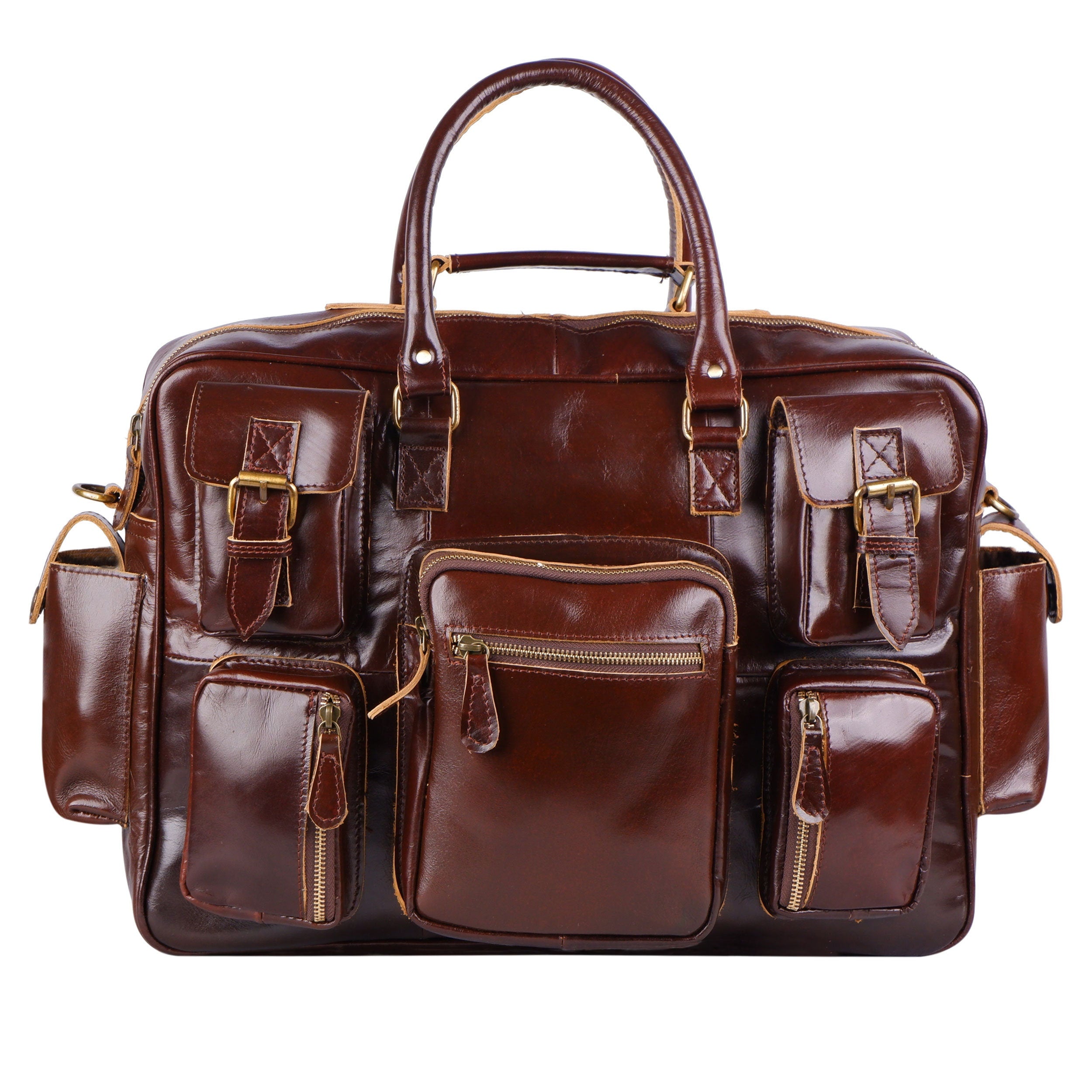 Cherry Red Buffalo Leather Laptop Briefcase – Unisex Crossbody Bag