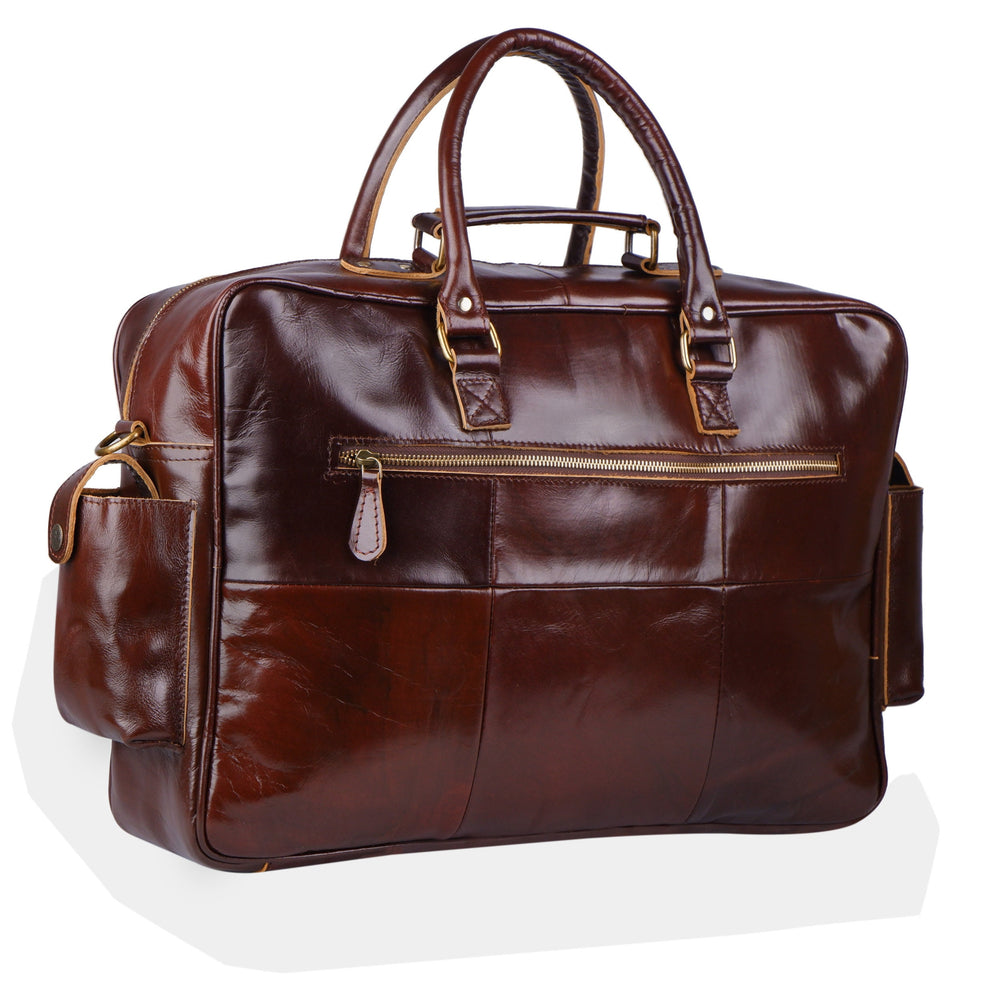 Cherry Red Buffalo Leather Laptop Briefcase – Unisex Crossbody Bag