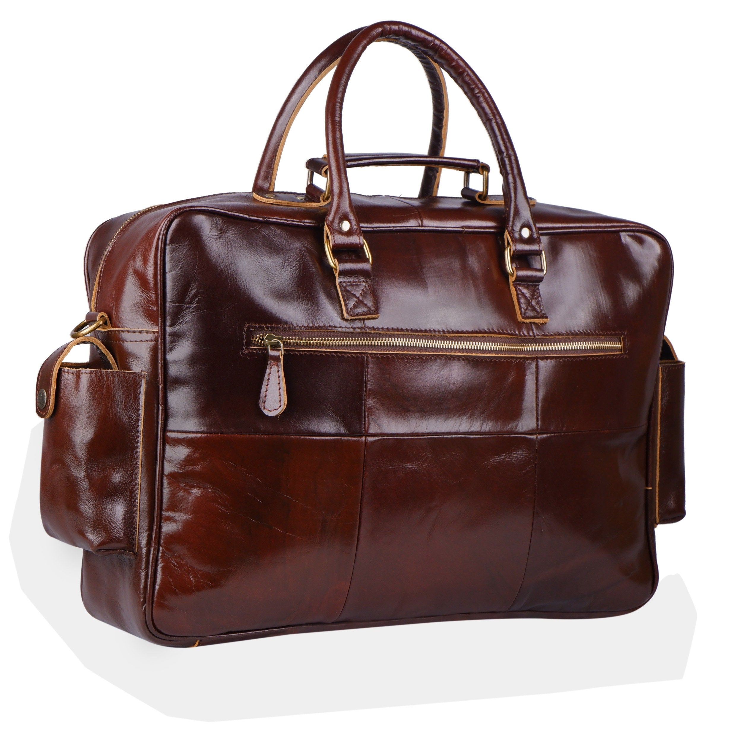 Cherry Red Buffalo Leather Laptop Briefcase – Unisex Crossbody Bag