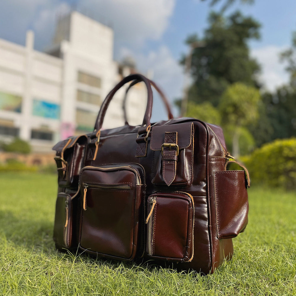 Cherry Red Buffalo Leather Laptop Briefcase – Unisex Crossbody Bag