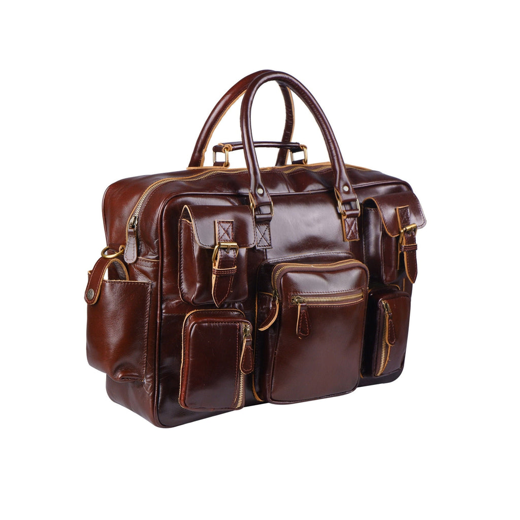 Cherry Red Buffalo Leather Laptop Briefcase – Unisex Crossbody Bag