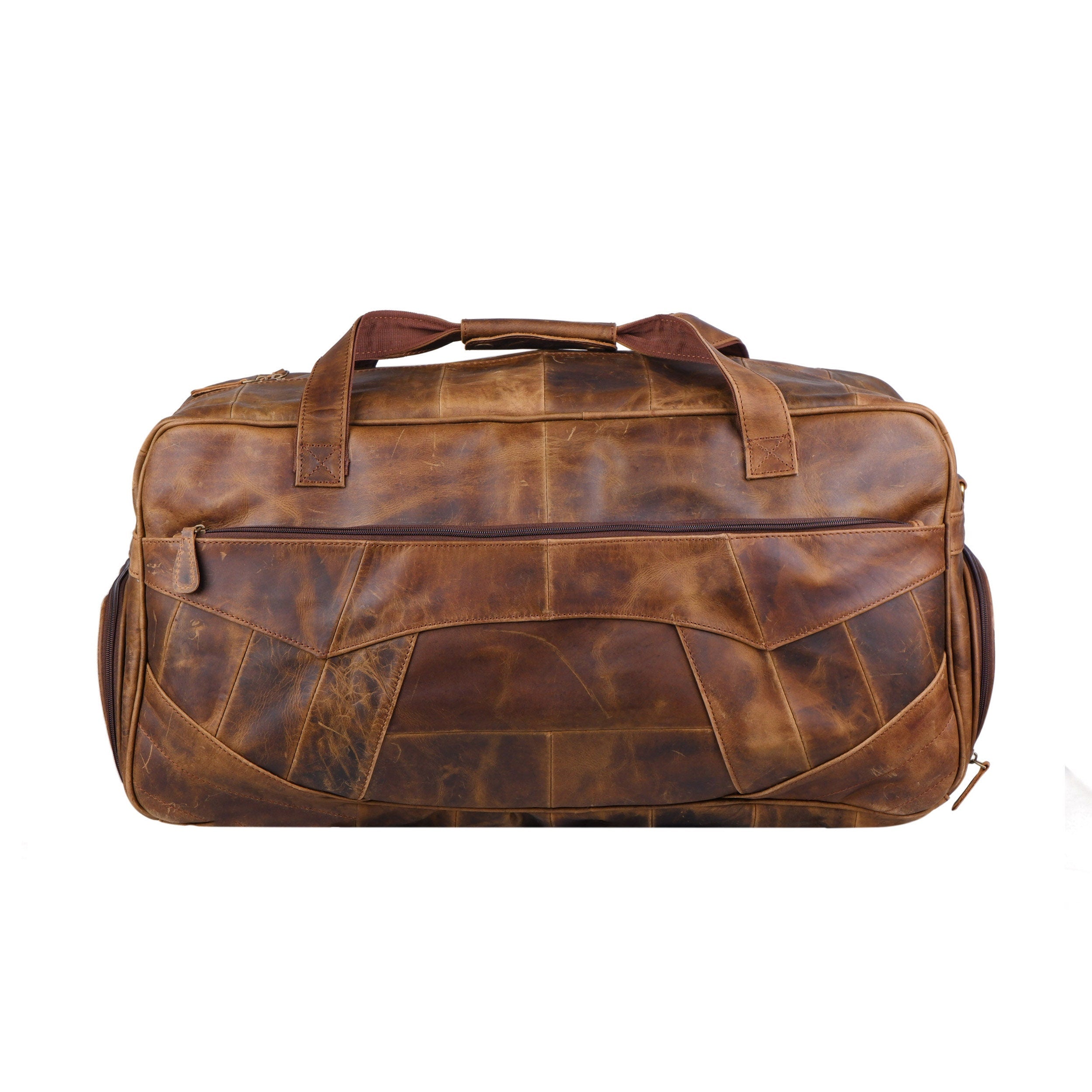 Men's Personalised Buffalo Leather Weekender Duffel Bag – Tan Brown