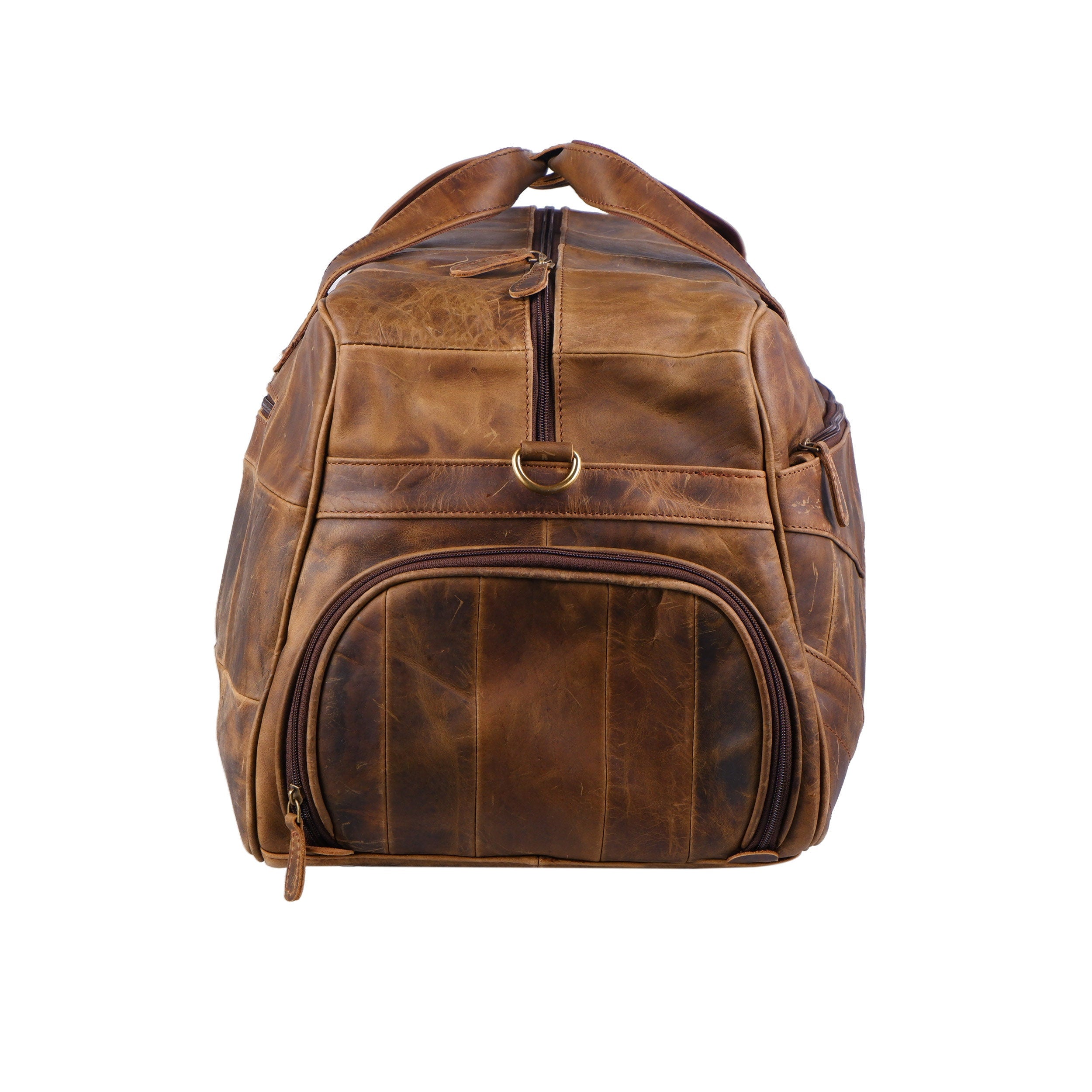 Men's Personalised Buffalo Leather Weekender Duffel Bag – Tan Brown